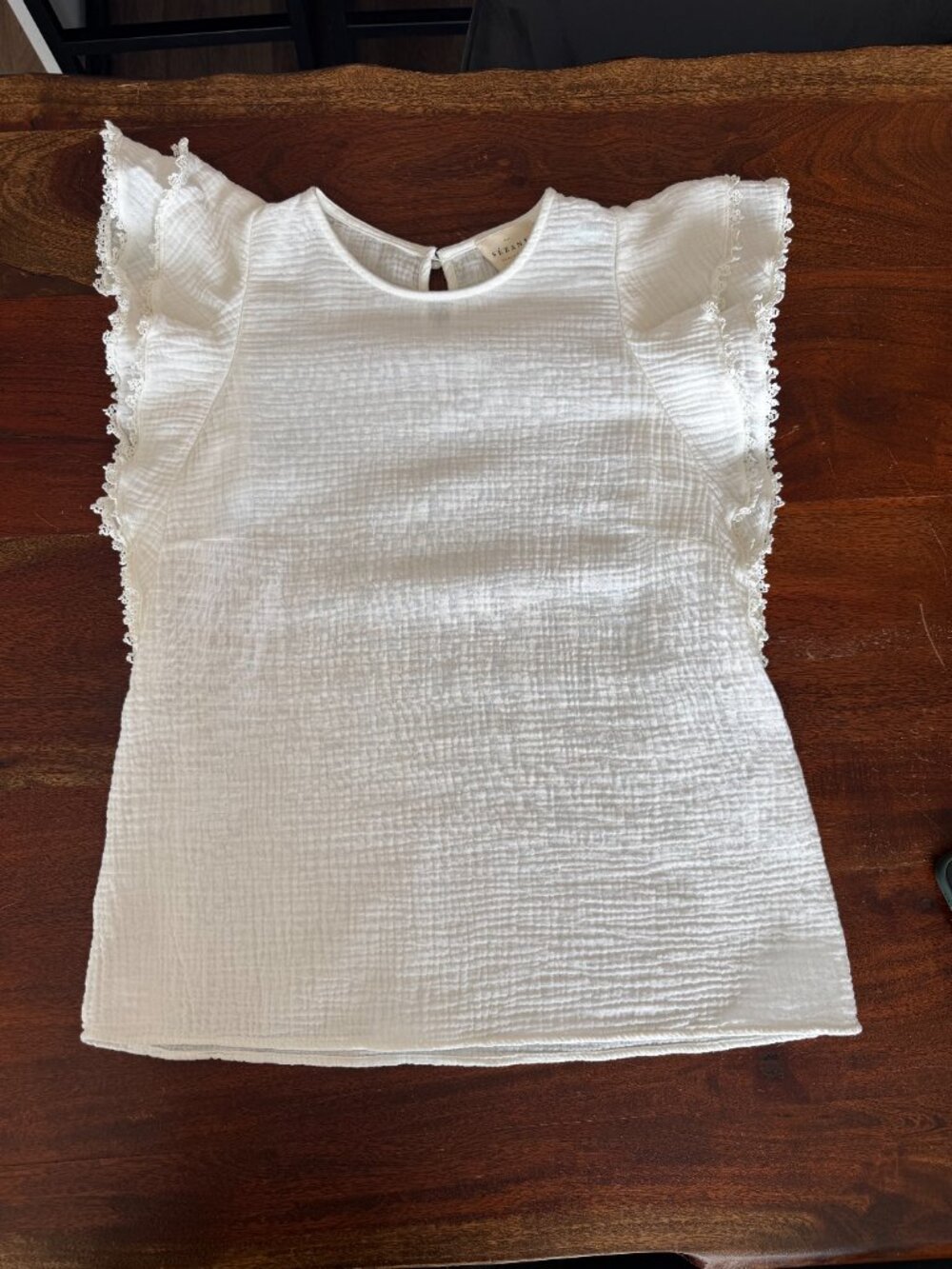 Sézane Ester Ecru Cotton Ruffle Sleeve Blouse Size 38 - Picture 8 of 12